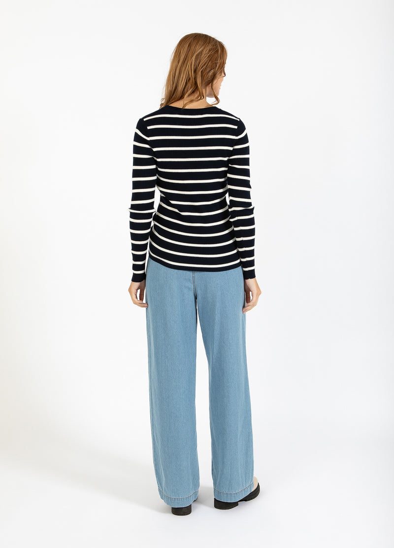 CC Heart  CC HEART ELENA STRICKBLUSE Knitwear Off white/navy stipes - 258