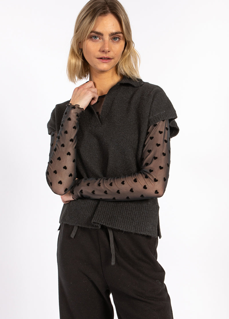 CC Heart CC HEART EMERIE STRICKPOLO TOP Knitwear Black - 100