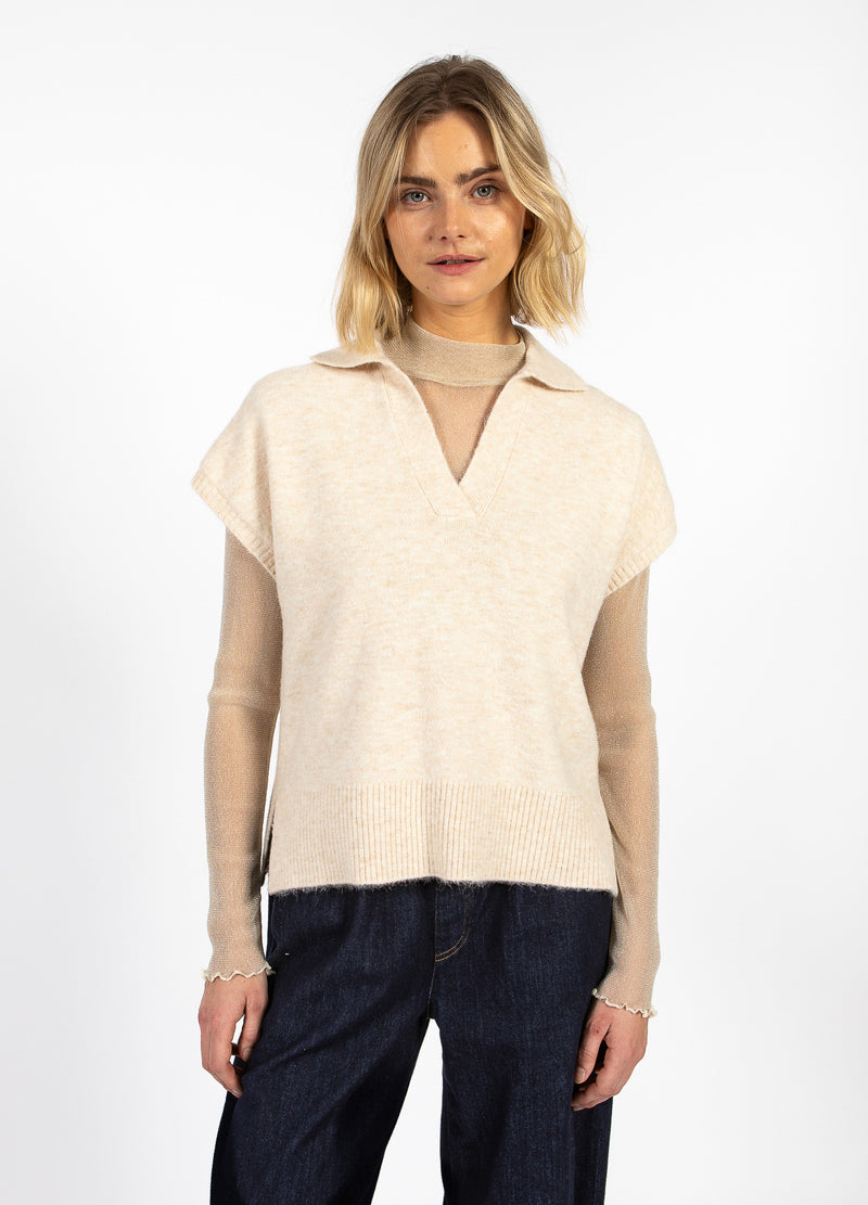 CC Heart CC HEART EMERIE STRICKPOLO TOP Knitwear Off white melange - 267