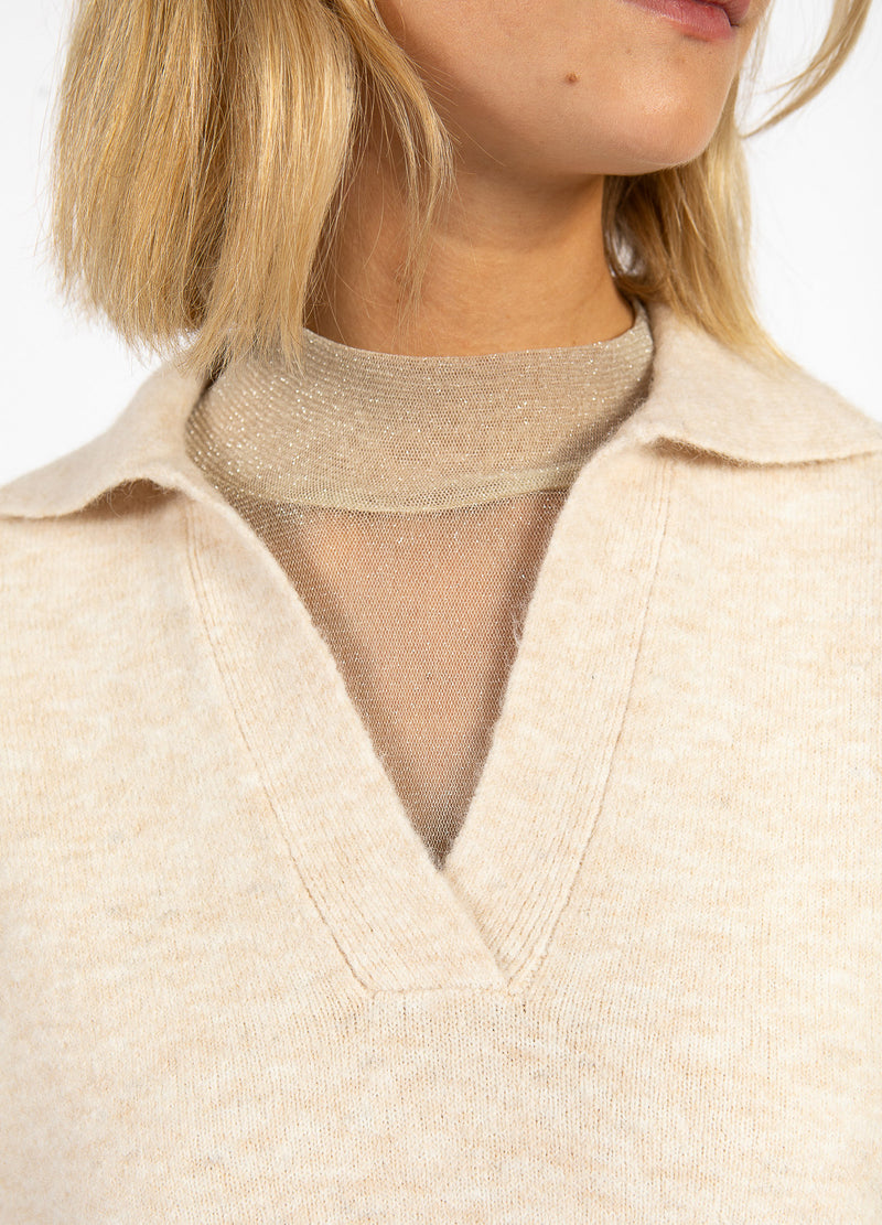 CC Heart CC HEART EMERIE STRICKPOLO TOP Knitwear Off white melange - 267