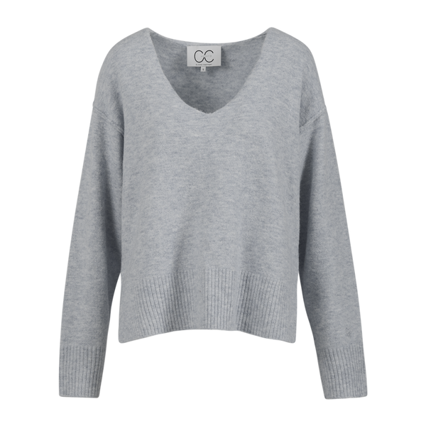 CC Heart CC HEART EMERIE V-AUSSCHNITT PULLOVER Knitwear Light grey melange - 129