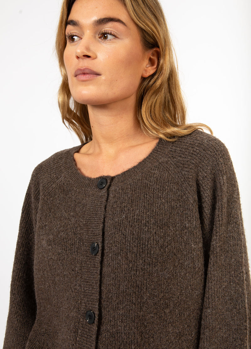 CC Heart CC HEART EMMA O-NECK STRICKJACKE Knitwear Chocolate melange - 388