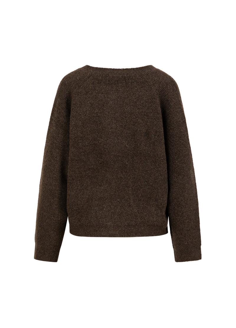 CC Heart CC HEART EMMA O-NECK STRICKJACKE Knitwear Chocolate melange - 388