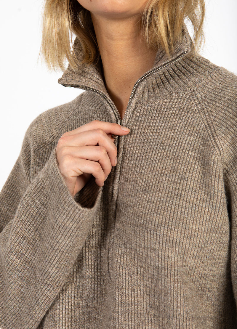 CC Heart CC HEART EMMA REIßVERSCHLUSS STRICKPULLOVER Knitwear Golden brown melange - 793