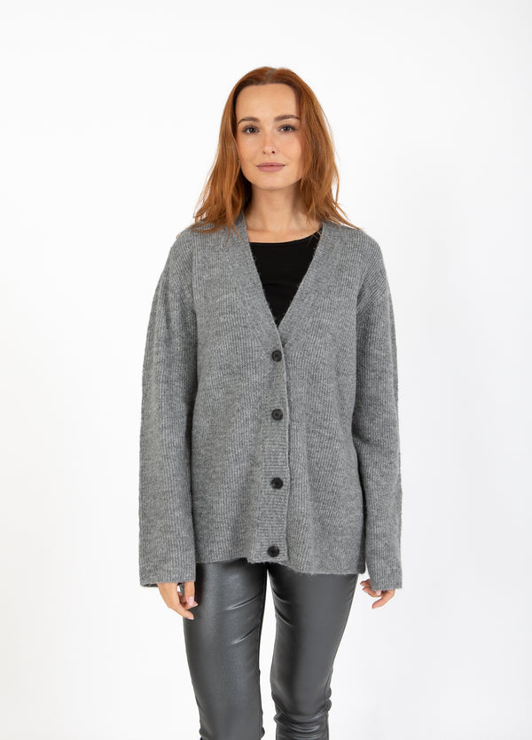 CC Heart CC HEART EMMA V-AUSSCHNITT STRICKJACKE Knitwear Dark Grey Melange - 128