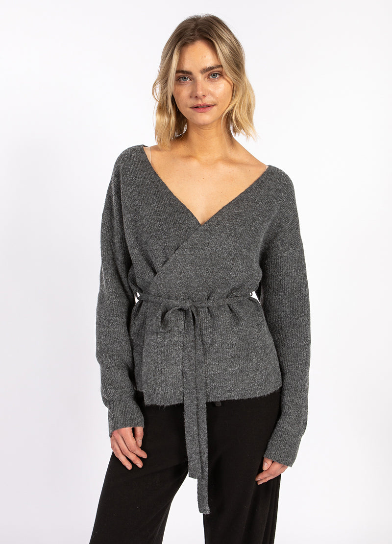 CC Heart CC HEART EMMA WICKELSTRICKSTRICKJACKE Knitwear Dark grey melange - 172