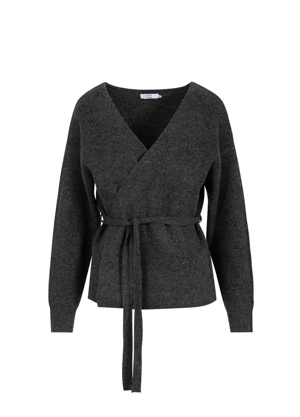 CC Heart CC HEART EMMA WICKELSTRICKSTRICKJACKE Knitwear Dark grey melange - 172
