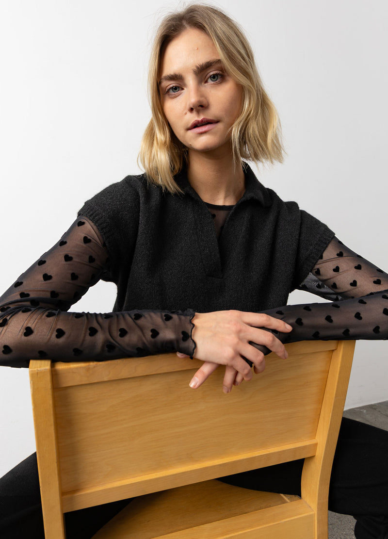 CC Heart CC HEART EVE MESH BLOUSE Shirt/Blouse Black velvet heart - 100