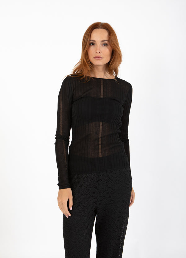 CC Heart CC HEART GRACE FEINE STRICKBLUSE Knitwear Black - 100