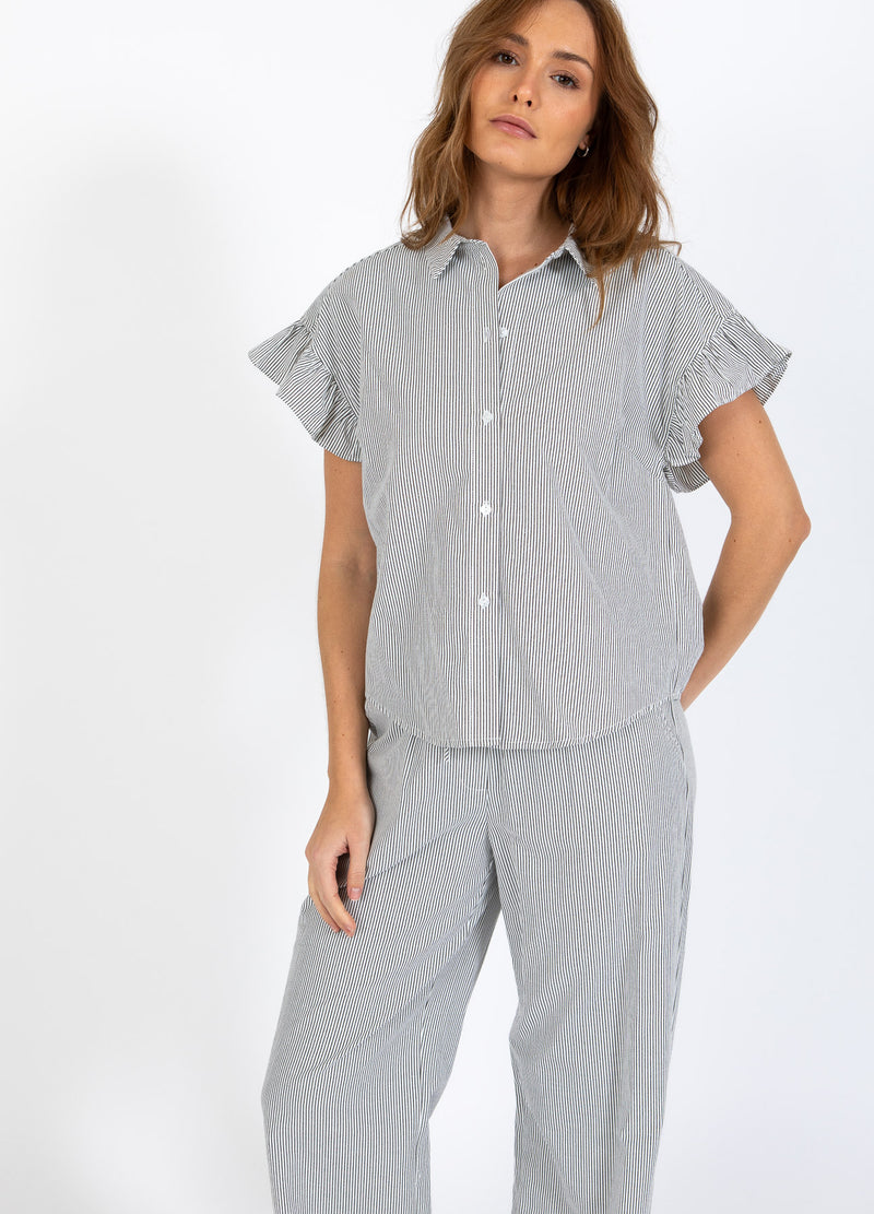 CC Heart CC HEART GWEN RÜSCHE KURZÄRMLIGES HEMD Shirt/Blouse Black stripe - 107