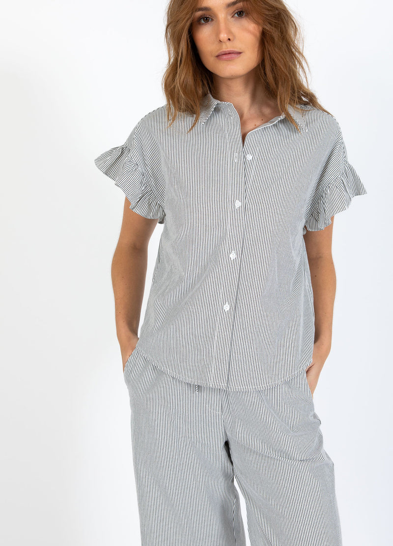 CC Heart CC HEART GWEN RÜSCHE KURZÄRMLIGES HEMD Shirt/Blouse Black stripe - 107