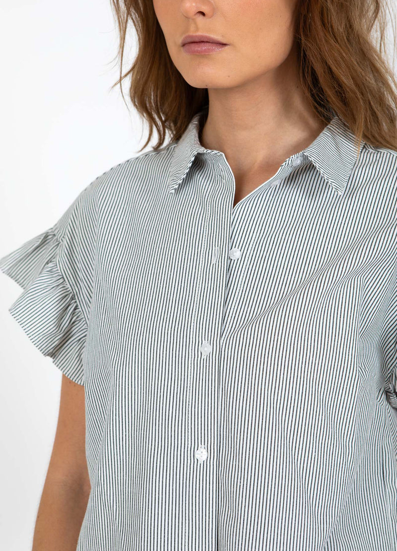 CC Heart CC HEART GWEN RÜSCHE KURZÄRMLIGES HEMD Shirt/Blouse Black stripe - 107