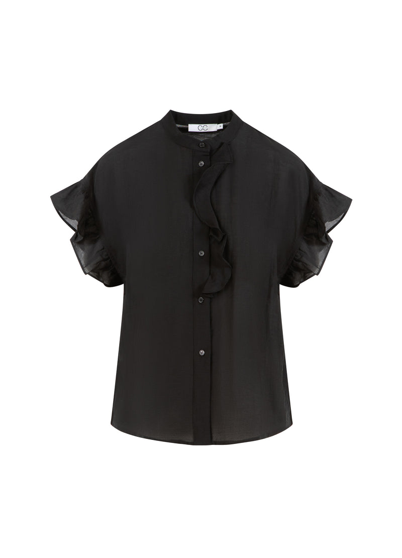 CC Heart CC HEART HAZEL RÜSCHENHEMD BLUSE Shirt/Blouse Black - 100