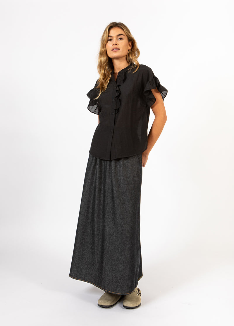 CC Heart CC HEART HAZEL RÜSCHENHEMD BLUSE Shirt/Blouse Black - 100