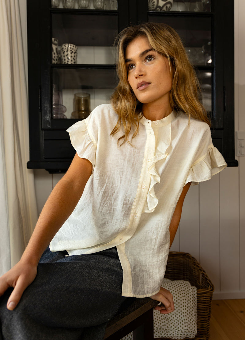 CC Heart CC HEART HAZEL RÜSCHENHEMD BLUSE Shirt/Blouse Creme - 241