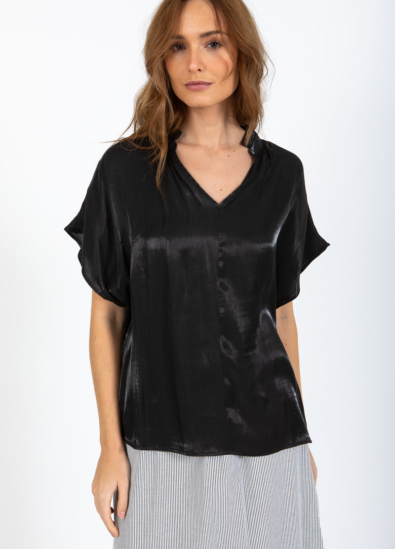 CC Heart CC HEART JOLIE METALLIC-TOP MIT RAFFUNGEN Shirt/Blouse Black - 100