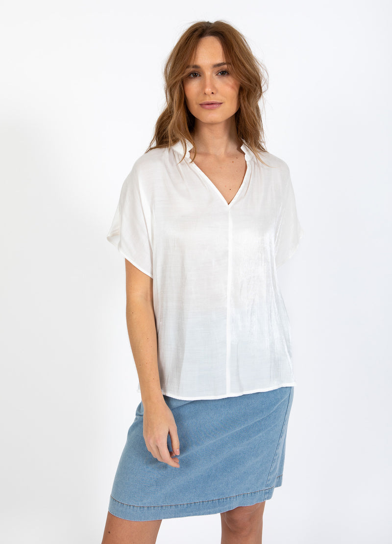 CC Heart CC HEART JOLIE METALLIC-TOP MIT RAFFUNGEN Shirt/Blouse White - 200