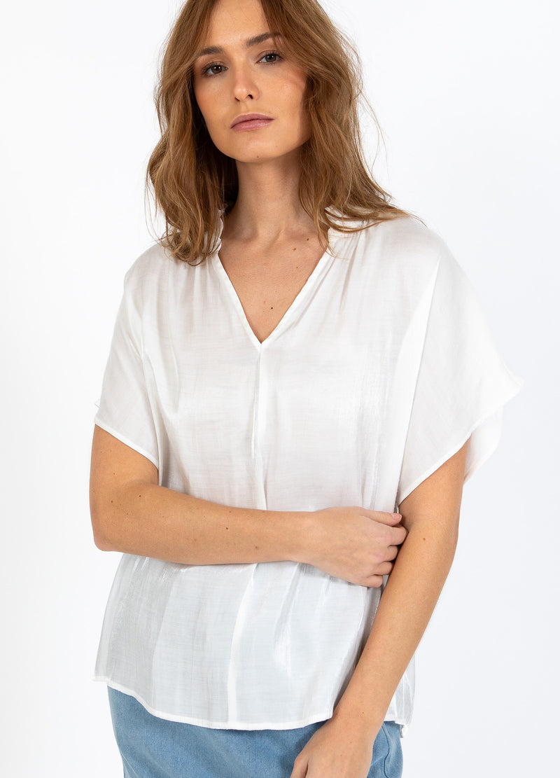 CC Heart CC HEART JOLIE METALLIC-TOP MIT RAFFUNGEN Shirt/Blouse White - 200
