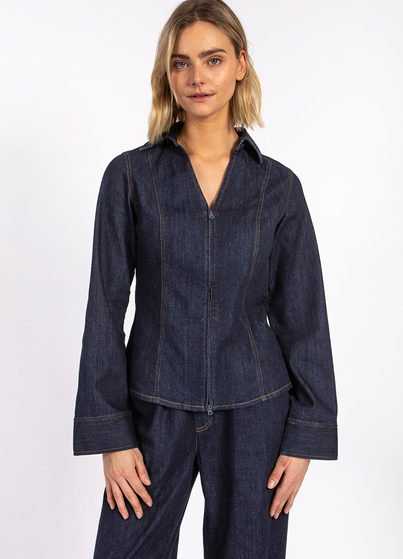 CC Heart CC HEART KALANI DENIM REIßVERSCHLUSSHEMD Shirt/Blouse Dark denim blue - 587