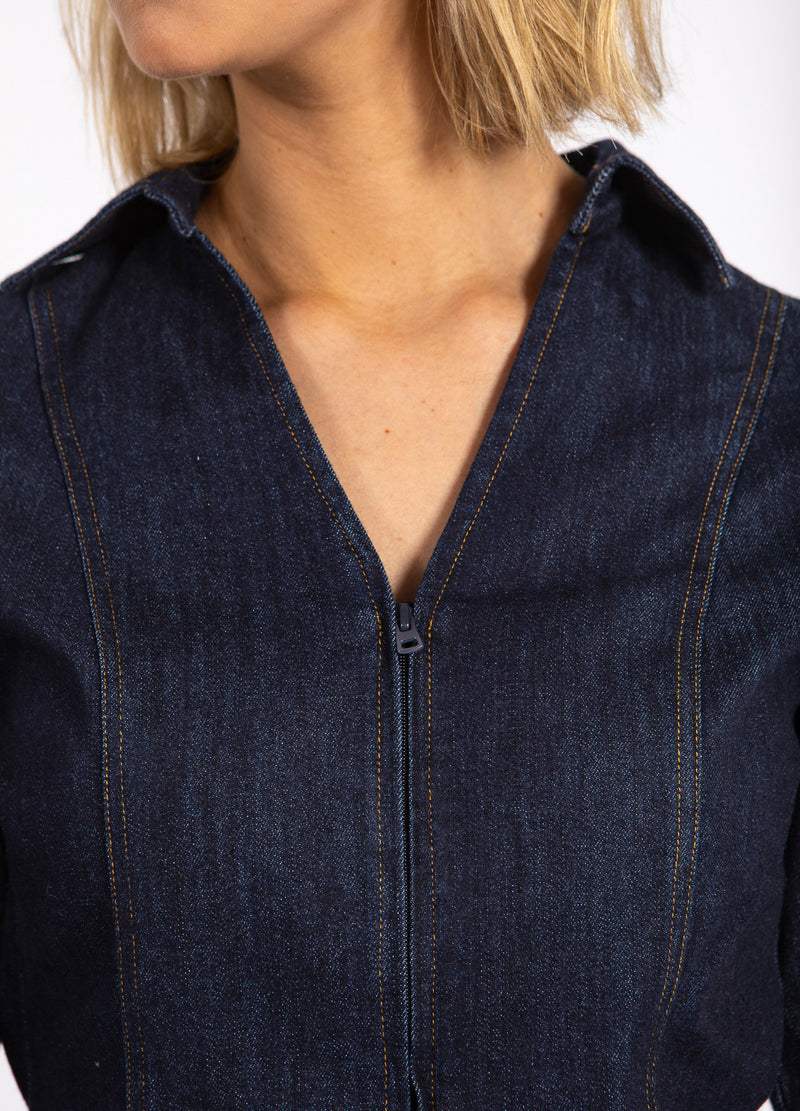 CC Heart CC HEART KALANI DENIM REIßVERSCHLUSSHEMD Shirt/Blouse Dark denim blue - 587