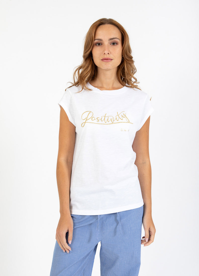 CC Heart CC HEART POSITIVITY T-SHIRT - KAP-ÄRMEL T-Shirt White/gold - 200