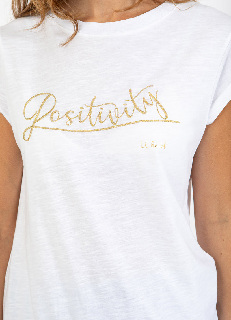 CC Heart CC HEART POSITIVITY T-SHIRT - KAP-ÄRMEL T-Shirt White/gold - 200