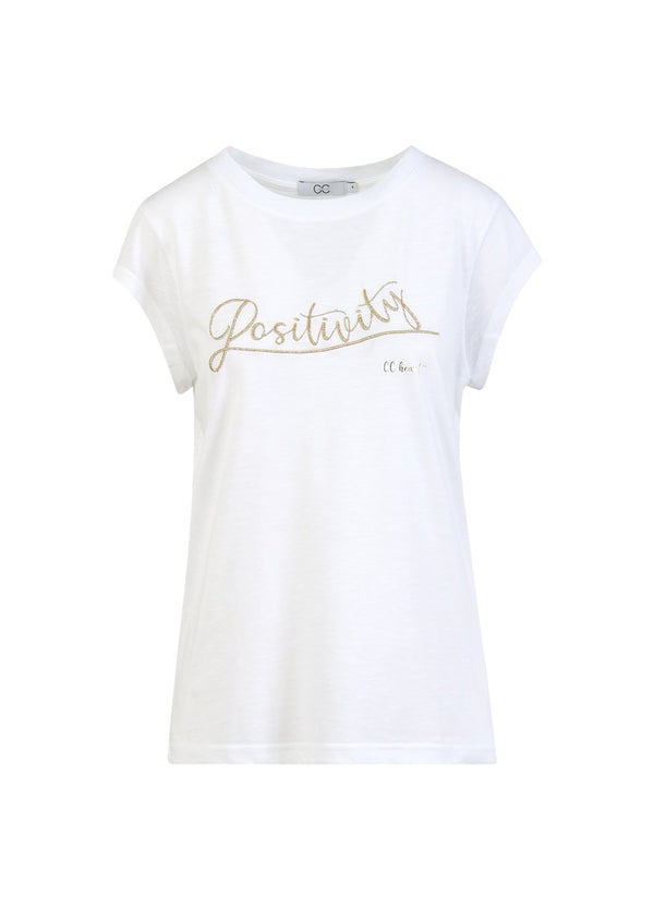 CC Heart CC HEART POSITIVITY T-SHIRT - KAP-ÄRMEL T-Shirt White/gold - 200