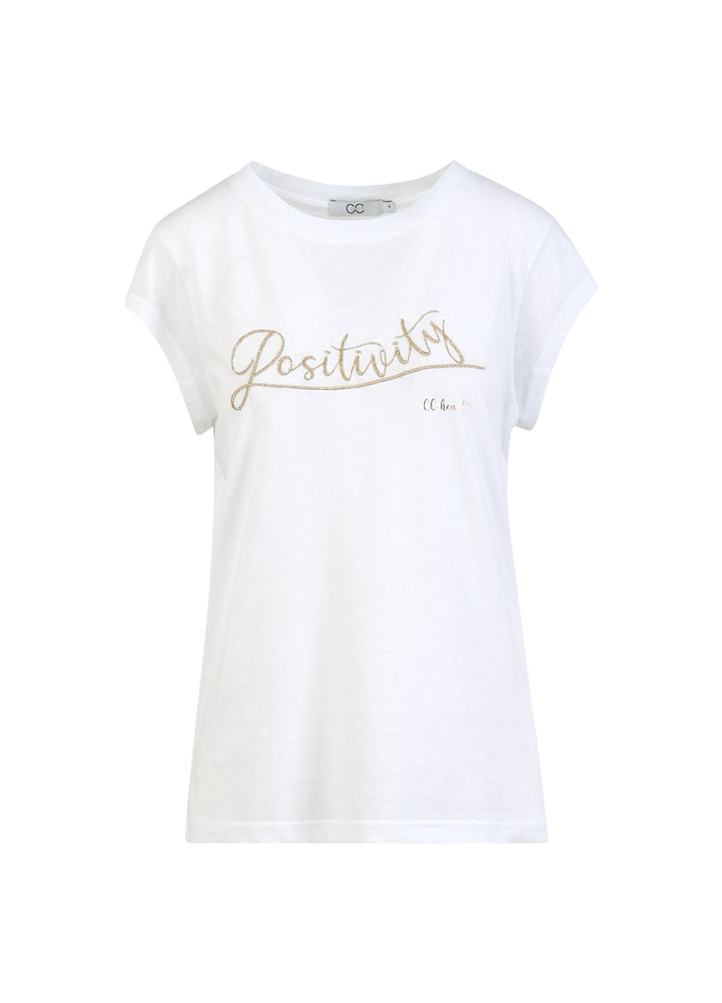 CC Heart CC HEART POSITIVITY T-SHIRT - KAP-ÄRMEL T-Shirt White/gold - 200