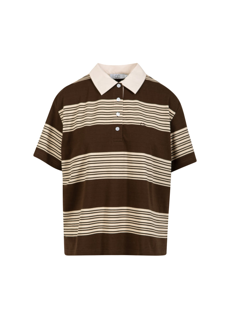 CC Heart CC HEART RUTH POLO SHIRT KURZARM Shirt/Blouse Brown stripe - 344