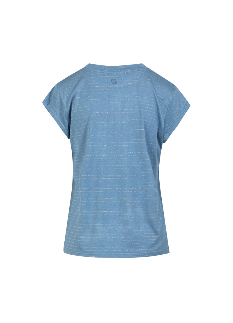 CC Heart CC HERZ GLITZER TEE - CAP ÄRMEL T-Shirt Mid blue lurex - 558