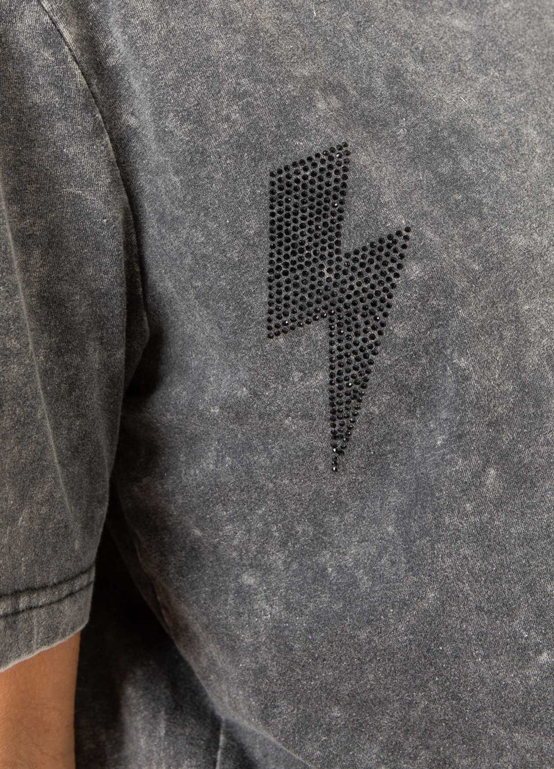 CC Heart CC HERZ LIGHTNING TEE - MITTELÄRMEL T-Shirt Washed grey - 180