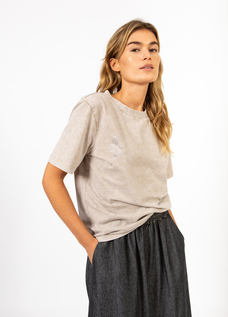 CC Heart CC HERZ LIGHTNING TEE - MITTELÄRMEL T-Shirt Washed sand - 365