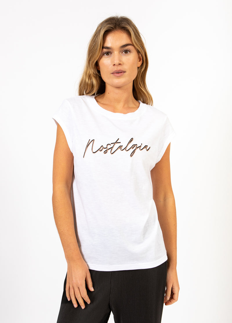 CC Heart CC HERZ NOSTALGIE TEE - KAPPENÄRMEL T-Shirt White/Rose gold emb - 200
