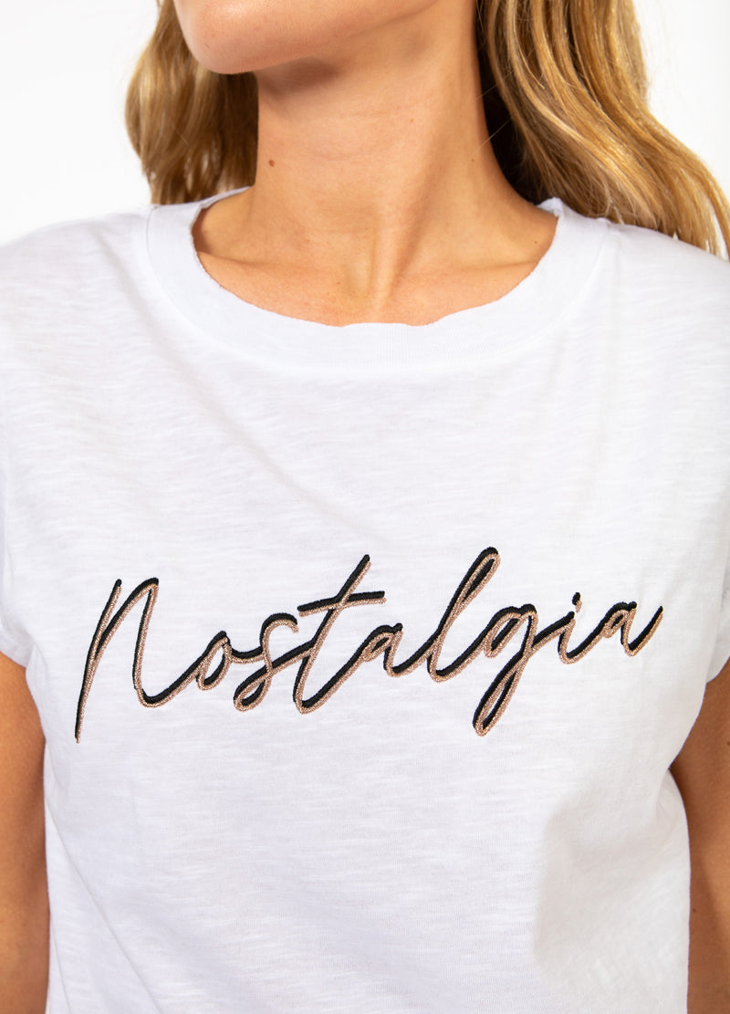 CC Heart CC HERZ NOSTALGIE TEE - KAPPENÄRMEL T-Shirt White/Rose gold emb - 200