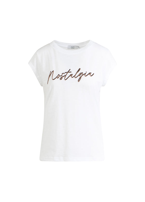CC Heart CC HERZ NOSTALGIE TEE - KAPPENÄRMEL T-Shirt White/Rose gold emb - 200