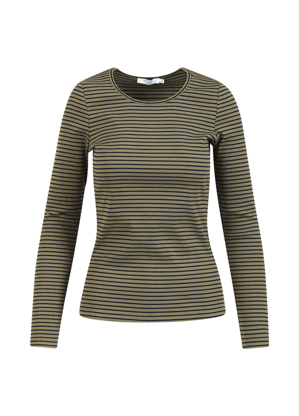 CC Heart CC HEART KAROLINE RIB TEE Shirt/Blouse Olive/navy stripe - 432