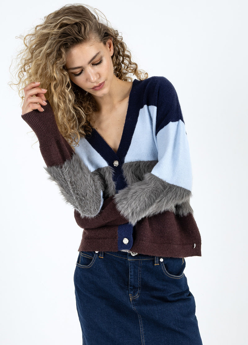 Coster Copenhagen COLORBLOCK STRICK MIT PELZIGEN ÄRMELN Knitwear Mix - 999