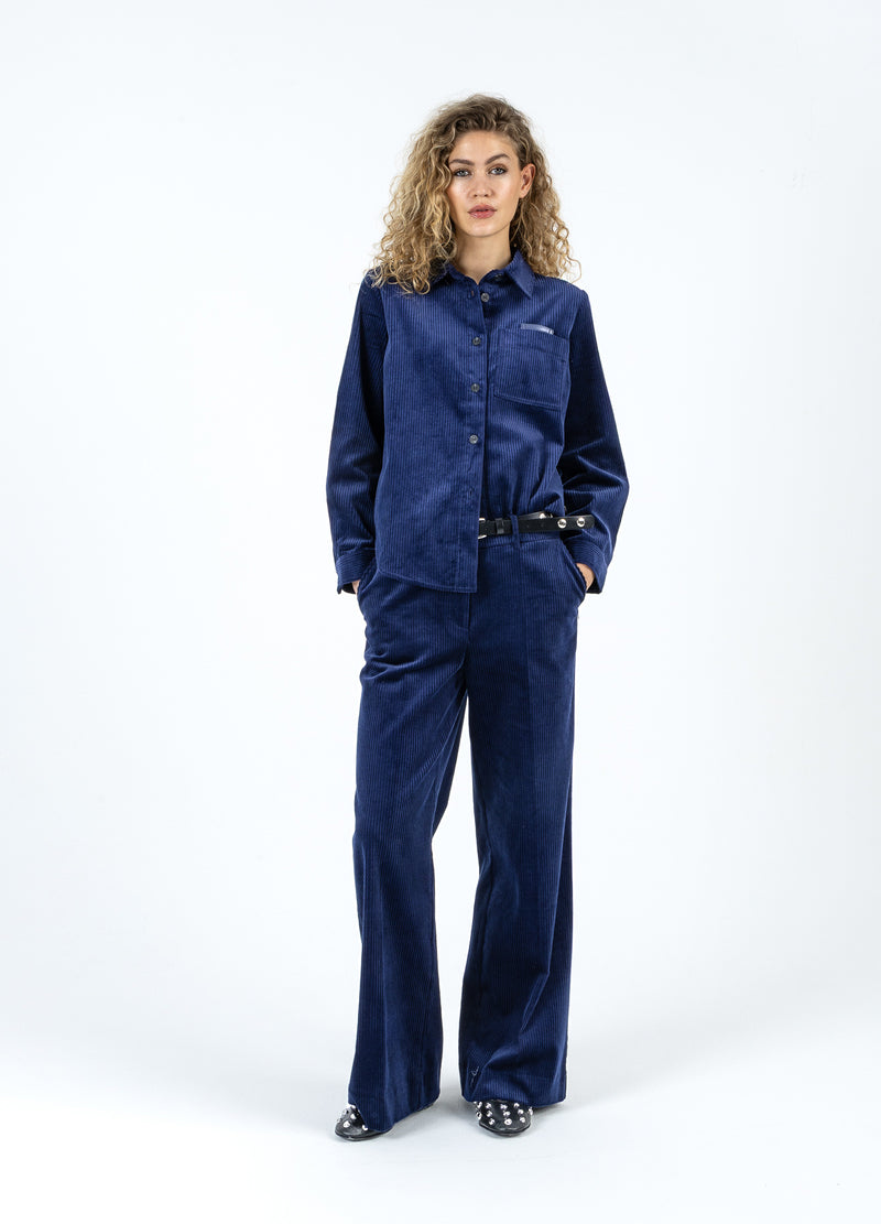 Coster Copenhagen CORDHOSE - PETRA PASSFORM Pants Eclipse blue -555