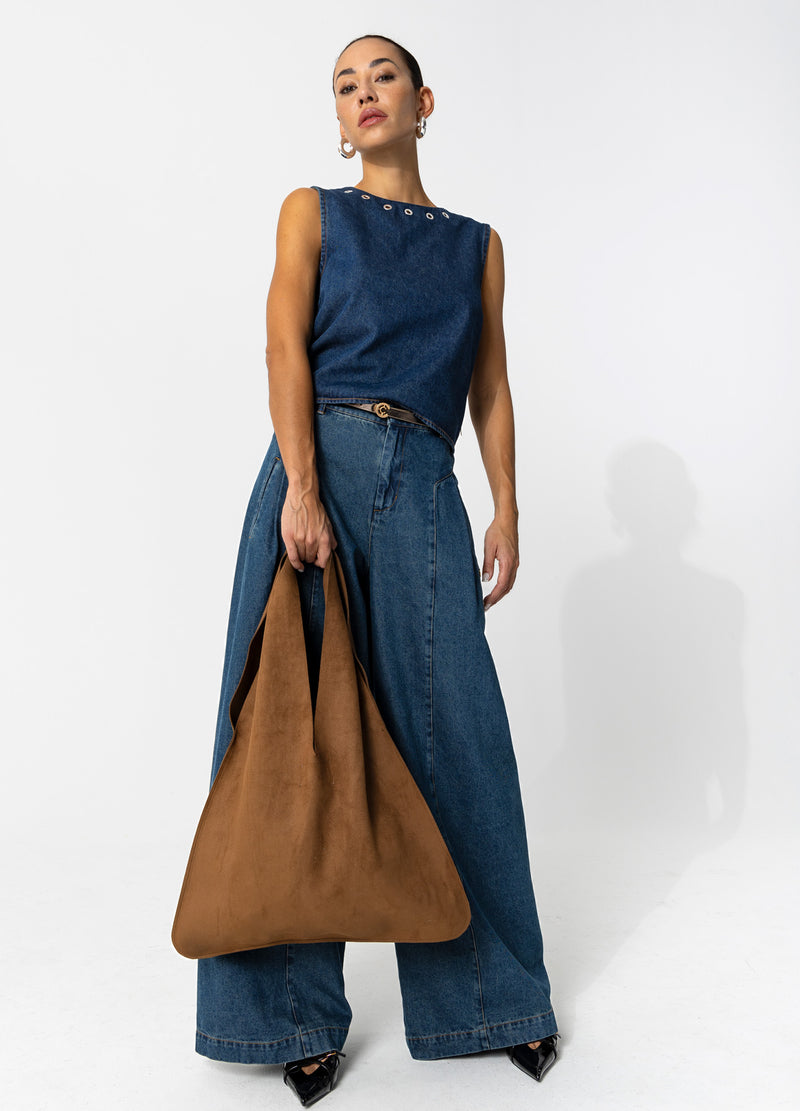Coster Copenhagen DENIM-TOP MIT ÖSEN Shirt/Blouse Dark Blue Denim - 571