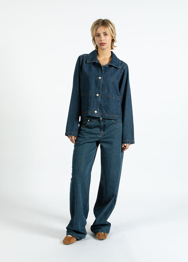 Coster Copenhagen DENIM HOSE - PETRA FIT Pants Dark Blue Denim - 571