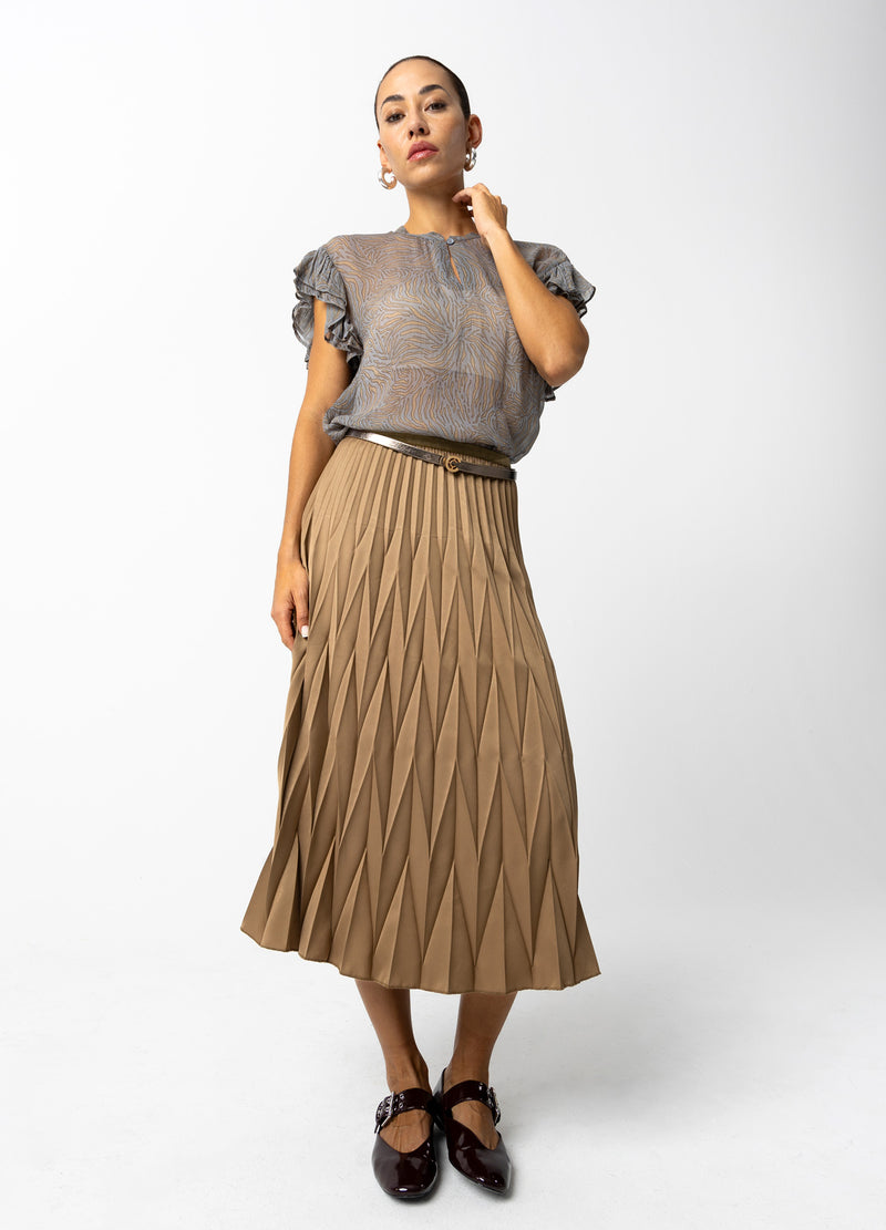Coster Copenhagen DIAMANT PLISSIERTE ROCK Skirt Taupe sand - 393