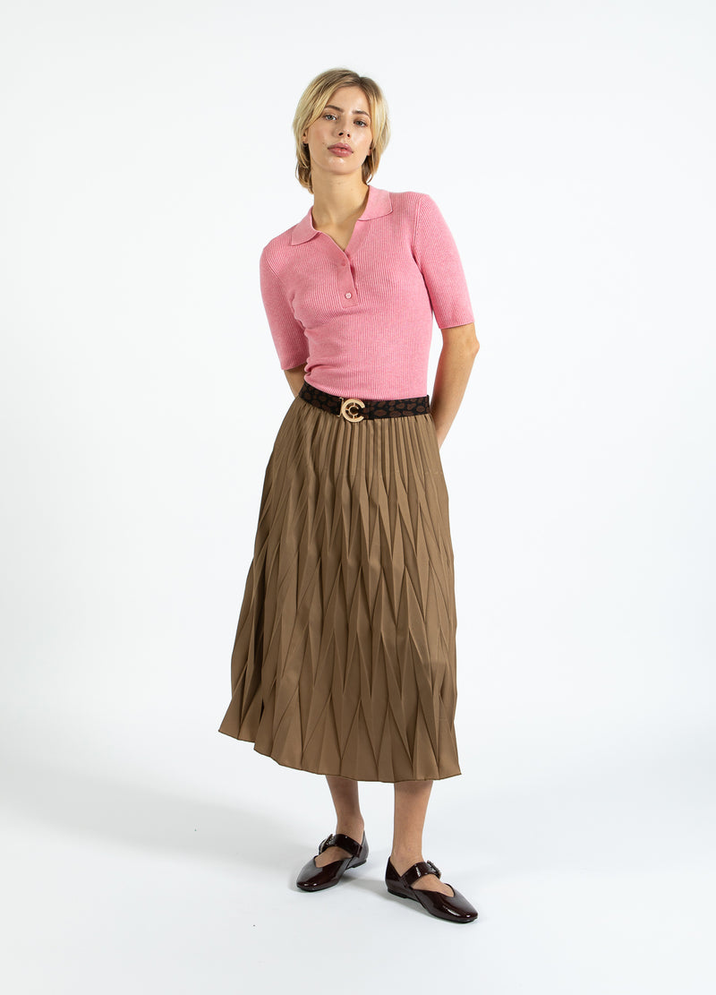 Coster Copenhagen DIAMANT PLISSIERTE ROCK Skirt Taupe sand - 393