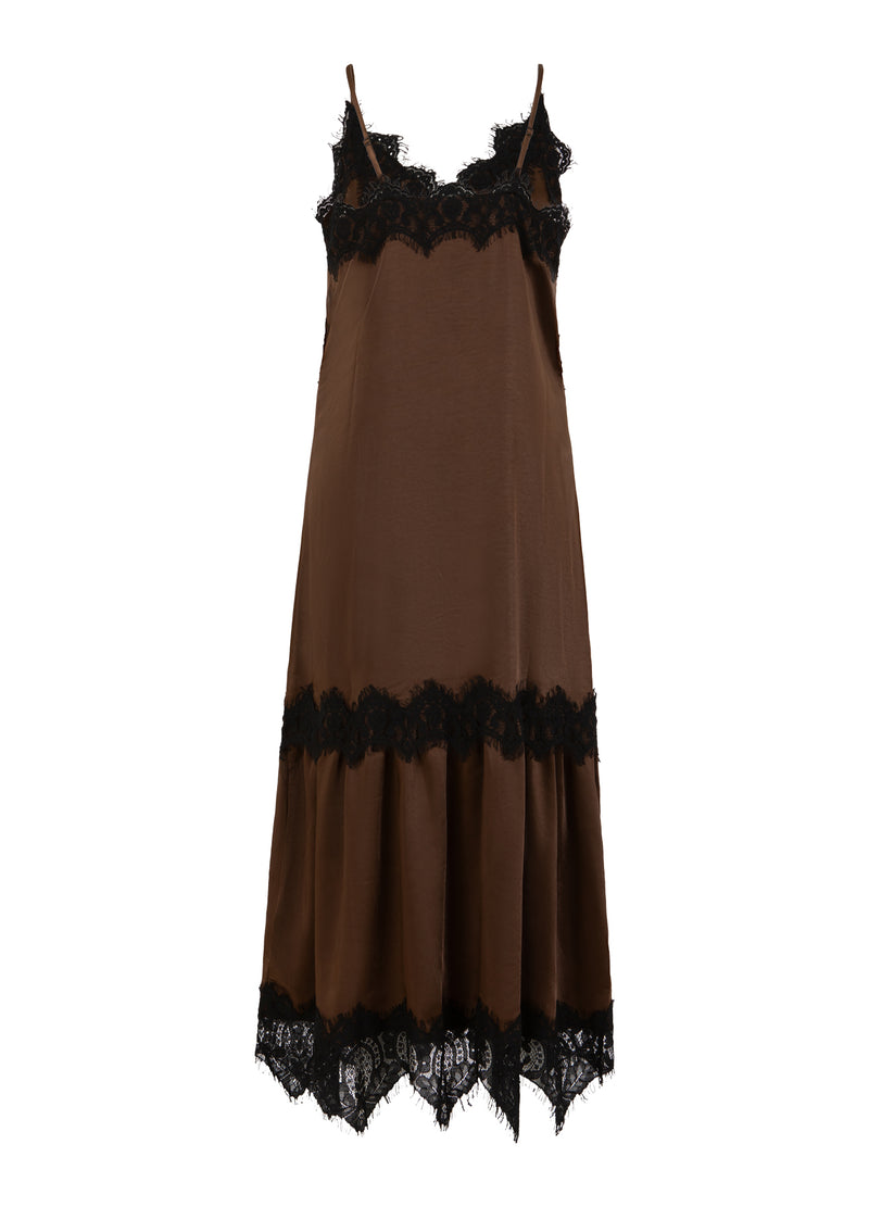 Coster Copenhagen Dress with lace detail Dress Dark Brown - 335