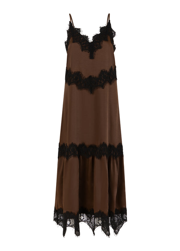 Coster Copenhagen Dress with lace detail Dress Dark Brown - 335
