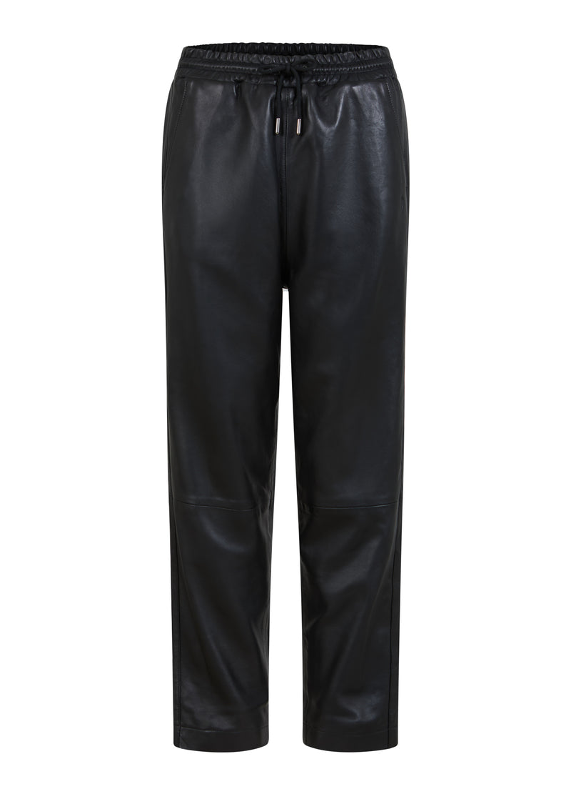 Coster Copenhagen ENTSPANNTE LEDERHOSEN - SILLE FIT Pants Black - 100