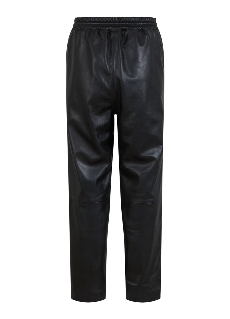 Coster Copenhagen ENTSPANNTE LEDERHOSEN - SILLE FIT Pants Black - 100