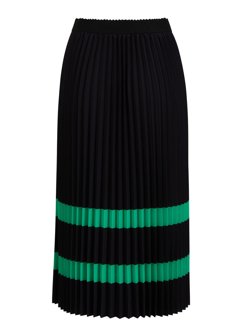 Coster Copenhagen FALTENROCK MIT STREIFEN Skirt Black green stripe - 108