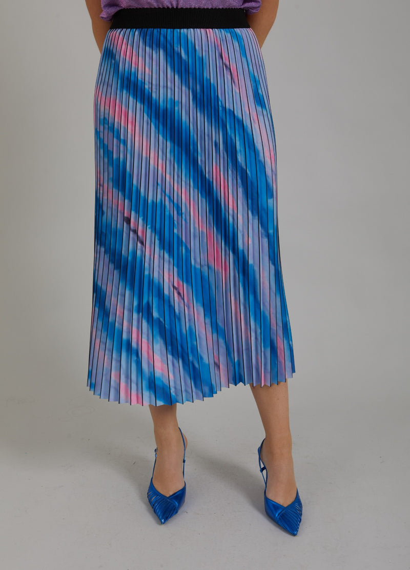 Coster Copenhagen FALTENROCK MIT VERBLASSTEM STREIFENDRUCK Skirt Faded stripe print blue - 509