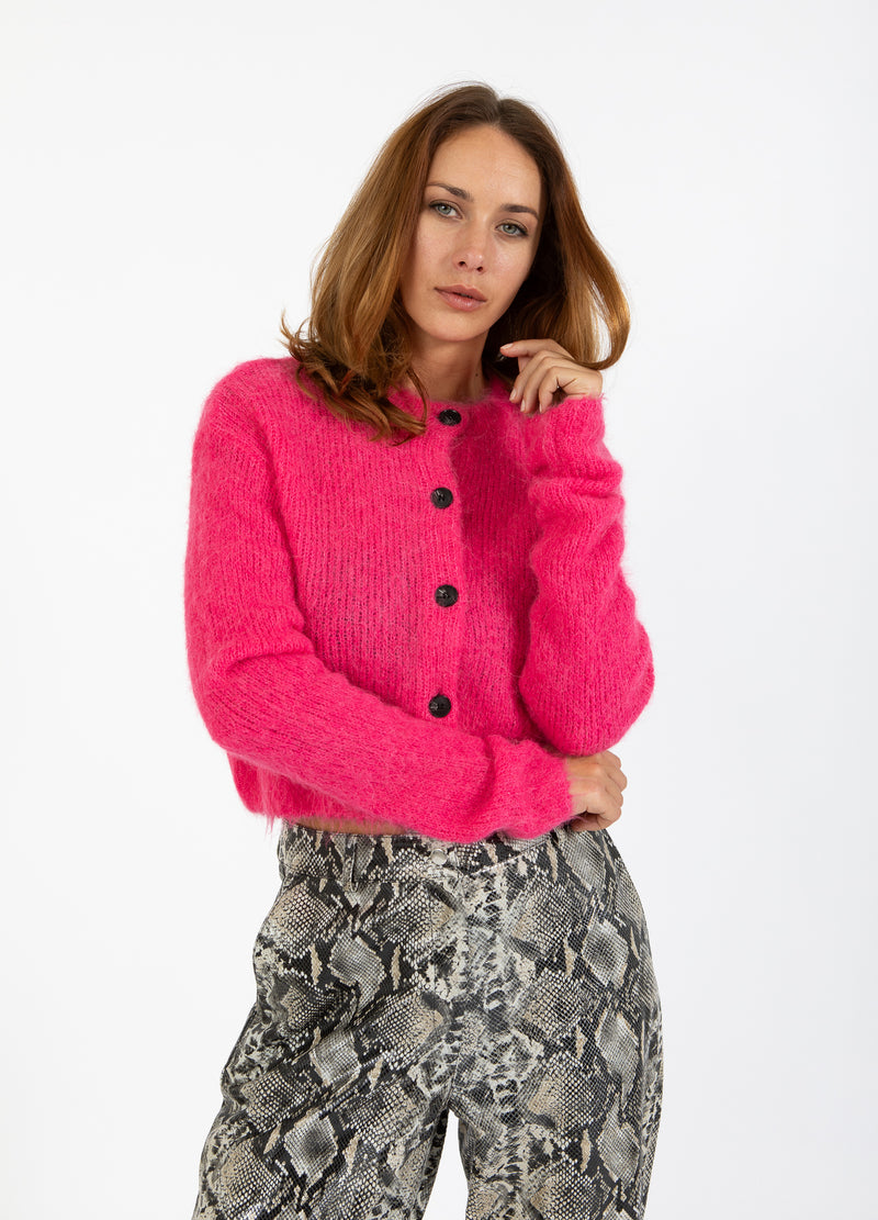 Coster Copenhagen GECROPPTER STRICK-CARDIGAN Knitwear Bright pink - 663