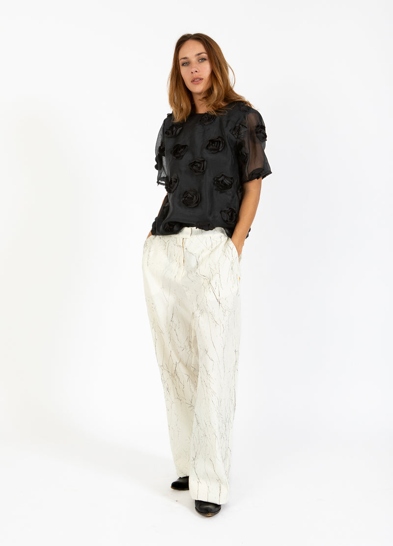Coster Copenhagen GEKNITTERTE ANZUGHOSE - PETRA PASSFORM Pants Creme/black crinkle - 937